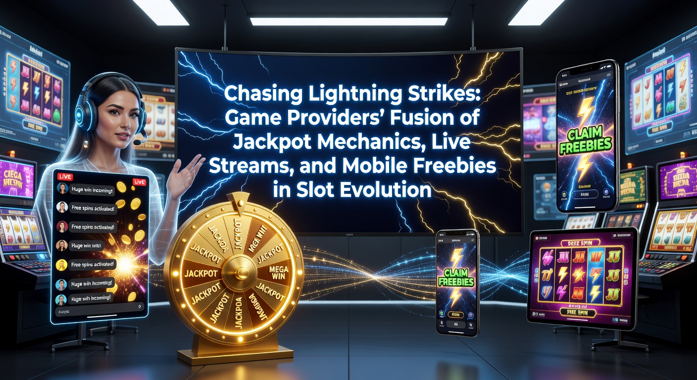 Dynamische weergave van een progressieve jackpot-slot met live streaming elementen en mobiele bonuspictogrammen die oplichten tijdens een winnende spin