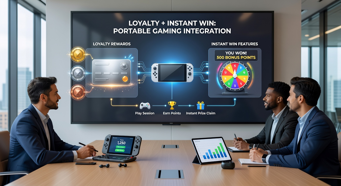 Mobiele interface toont samensmelting van loyaliteitspunten en instant win beloningen tijdens een actieve spelsessie